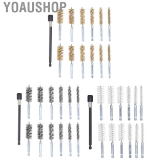 Yoaushop Bore Cleaning Brush  Rust Proof Hole Brushes 1/4 Hex Shank 13 Pcs Set Stainless Steel with 15cm Extension Rod for Manufacturing