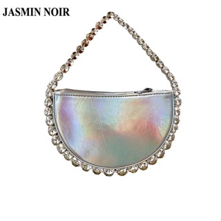 Jasmin NOIR เพชร หนัง PU เลื่อม กระเป๋าถือ ผู้หญิง หวาน กระเป๋าสะพายข้าง กระเป๋าสะพายไหล่ ครึ่งวงกลม ขนาดเล็ก