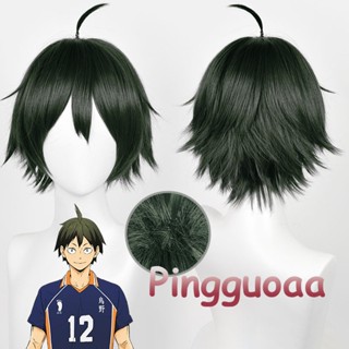 Anime Haikyuu!! Tadashi Yamaguchi Cosplay Wig 30cm Dark Green Short Wigs Heat Resistant Synthetic Hair