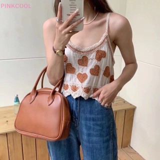 Pinkcool ฤดูร้อน วินเทจ รัก เย็บปักถักร้อย เสื้อแขนกุด ผู้หญิง เสื้อชั้นใน หลวม ไม่สม่ําเสมอ ขายดี