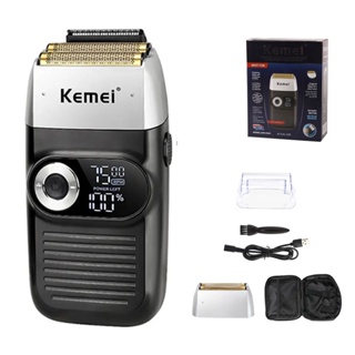 Kemei KM-2026 เครื่องโกนหนวดไฟฟ้า ปัตตาเลี่ยนตัดผม หน้าจอแสดงผล LCD เครา ที่กันจอนผม เครื่องโกนหนวด USB ตัวผู้