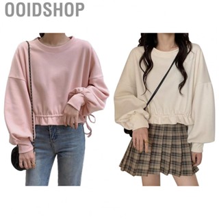 Ooidshop Pullover Top  Crewneck Sweatshirt Elegant Soft Fashionable Breathable Drawstring Hem  for Office Work