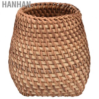 Hanhan Woven Desk Organizer  Space Saving Rattan Pen Holder  for Living Room for Office