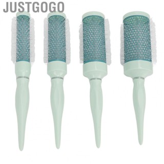 Justgogo Roll Hair Comb Round Brush Set Reduce Frizz Nylon Bristles for Curly Hair for Blow Drying