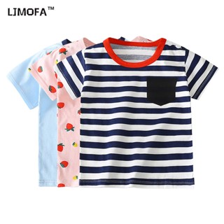 LJMOFA KIDS  เสื้อยืด แขนสั้น ซับเหงื่อ แฟชั่นฤดูร้อน สําหรับเด็กผู้ชาย และเด็กผู้หญิง 1-6 ปี