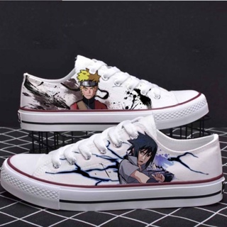 รองเท้าผ้าใบลําลอง ข้อสั้น ลายการ์ตูนนารูโตะ Sasuke Graffiti Kakashi สําหรับผู้ชาย และผู้หญิง