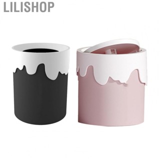 Lilishop Mini Cover Trash Bin  Office Dustbin  Flipping Cover Storage Degradable Mini Can with Lid for Desk Bedside Table