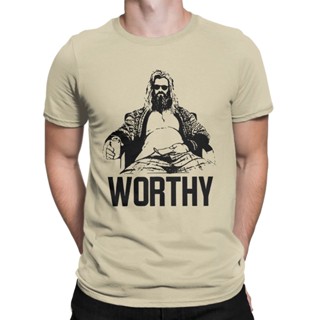 เสื้อยืดแขนสั้น คอกลม ผ้าฝ้ายแท้ พิมพ์ลาย Disney Marvel Still Worthy Fat Thor สําหรับผู้ชาย 2023