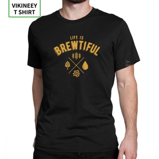 เสื้อยืดผ้าฝ้าย 100 แขนสั้น พิมพ์ลาย Life Is Brewtiful Bar Alcohol Ale Drink ขนาดใหญ่ สําหรับผู้ชาย