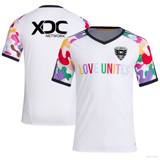 ใหม่ 2023-2024 D.C. เสื้อยืดกีฬา แขนสั้น ลายทีมชาติฟุตบอล United Jersey Pride Pre-Match พลัสไซซ์