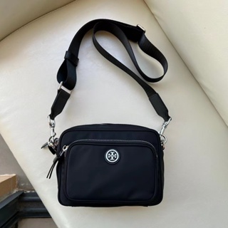 Tory Burch 84996 กระเป๋าสะพายไหล่ ผ้าไนล่อน มีซิปคู่ สองสี