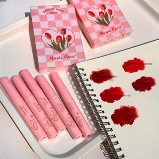 2023 ใหม่ Five Pack Tulip Glaze Set With Matte Velvet Non Fading ลิปสติก Whitening Lip Glaze Non Staying Cup ลิปสติก puueqg