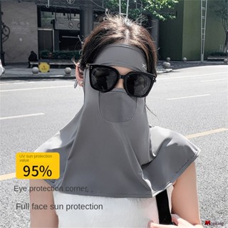 Face Neck Integrated Sun Mask Ice Silk Anti-uv Sun Shade Breathable Face Mask Adjustable Sunscreen Mask (monkingstore_th)