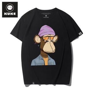 【พร้อมส่ง】Bored Ape เสื้อยืดแขนสั้นลําลอง พิมพ์ลายลิง NFT avatar bayc แฟชั่นคู่รัก สําหรับผู้ชาย และผู้หญิง