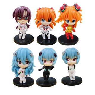 Ag โมเดลฟิกเกอร์ EVA EVANGELION Action Figure Q Version Ayanami Rei Asuka Langley Soryu Mari Makinami ของเล่นสําหรับเด็ก 6 ชิ้น