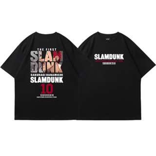 Slam dunk อะนิเมะเสื้อยืดแขนสั้นพิมพ์ Sakuragi ถนนดอกไม้ Rukawa Maple Mitsui Shou บาสเกตบอลเสื้อยืดผ้าฝ้าย