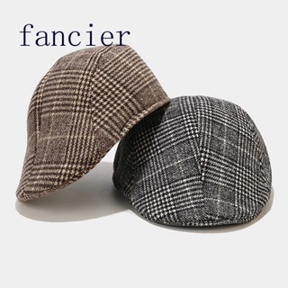 Fancier หมวกเบเร่ต์ลําลอง ลายสก๊อต สไตล์เรโทร สําหรับผู้ชาย และผู้หญิง