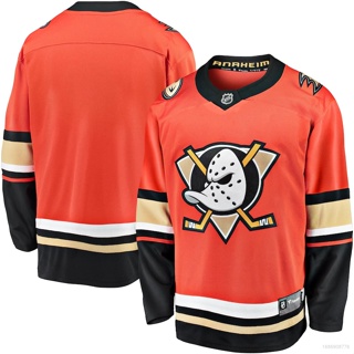 เสื้อกีฬาแขนยาว พิมพ์ลาย Ani NHL Anaheim Ducks Jersey Orange Hockey พลัสไซซ์