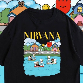 การออกแบบเดิมเสื้อยืดผ้าฝ้าย(เสื้อเฮีย) เสื้อ NIRVANA น่ารักๆ ผ้า Cotton 100 % ผ้าSOFT  ระวังร้านจีน