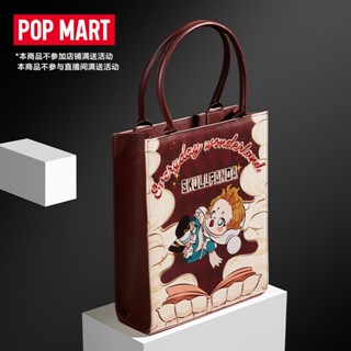 Popmart POPMART SKULLPANDA Weekday Wonderland Series กระเป๋าถือ ทรงโท้ท ปักลายการ์ตูน