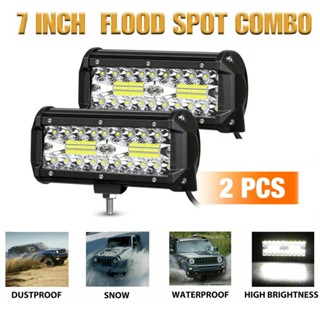 ⚡READYSTOCK⚡7inch 120W LED Work Light Bar Spot Flood Work Driving Lights OffRoad 4WDx2pcs