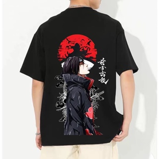 ผ้าฝ้ายแท้ เสื้อเชิ้ต Naruto Anime Uchiha Itachi - พิมพ์สไตล์สตรีทบนผ้าคอตตอนนุ่มเสื้อยืด Unisex