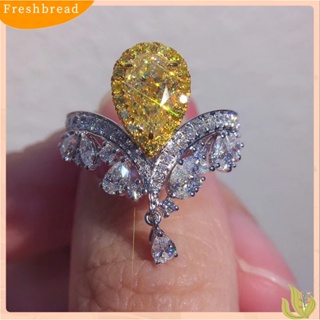 [FRA] แหวน รูปมงกุฎ ประดับเพชร คาร์บอนสูง สีเหลือง หรูหรา