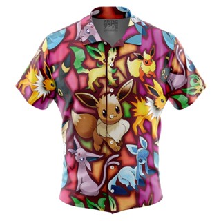 เสื้อเชิ้ต ลายโปเกมอน Eevee Evolutions สไตล์ฮาวาย