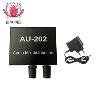 Au-202 เครื่องมิกเซอร์เสียงสเตอริโอ ควบคุมเสียง อินพุต 2 เอาท์พุต 2 เอาท์พุต ปลั๊ก EU สําหรับหูฟัง