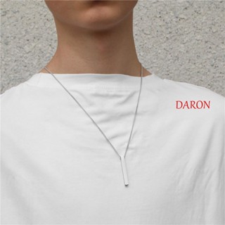 DARON Daron สร้อยคอโซ่ ทรงสี่เหลี่ยมผืนผ้า สไตล์ฮิปฮอป สีดํา