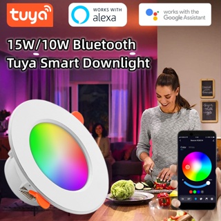 Tuya โคมไฟเพดานอัจฉริยะ LED 10W บลูทูธ รีโมตควบคุม RGB