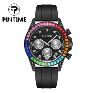 Pintime Watch 2742 นาฬิกาข้อมือ สามตา หกสี แสดงปฏิทิน มงกุฎเพชร 30 เมตร กันน้ํา สําหรับผู้ชาย