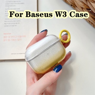 【จัดส่งด่วน】เคสหูฟังนิ่ม แบบใส ไล่โทนสีฟ้า ม่วง สําหรับ Baseus W3