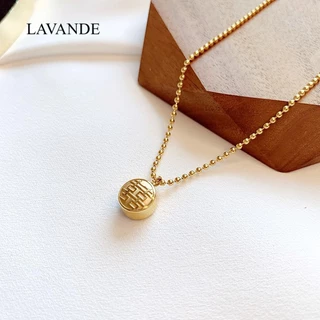[LAVANDE] สร้อยคอเหล็กไทเทเนียม Fuzi สร้อยคอกันน้ําทอง 18K หรูหราความรู้สึกระดับไฮเอนด์ Fuxi สองด้านสร้อยคอไม่ซีดจางหญิง X01L0501