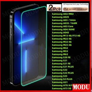 ฟิล์มกระจกนิรภัยกันรอยหน้าจอ เรืองแสง สําหรับ Samsung A02 M02 A02S A03S A03 Core A04 A04E A04S M13 F13 M22 M32 M23 M32 M53 M62 S20 S21 FE S22 S23 PLUS A31 A70 A70S A73 2 ชิ้น