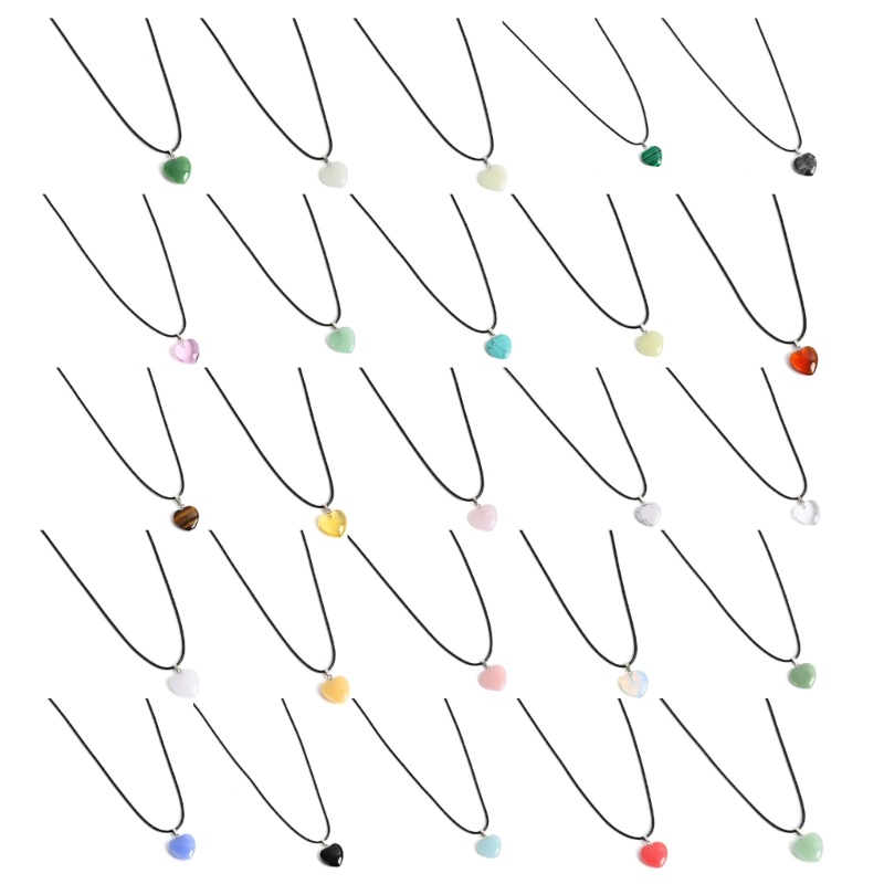 Fine สร้อยคอจี้หินธรรมชาติคริสตัลสีเขียว Luminous Long Wax เชือกสร้อยคอ