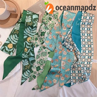 OCEANMAPDZ ผ้าพันคอ ผ้าซาติน ผ้าไหม ลายสก๊อต เสือดาว ดอกไม้ ตาราง หวาน สง่างาม หวานแหวว เครื่องประดับ สําหรับผู้หญิง