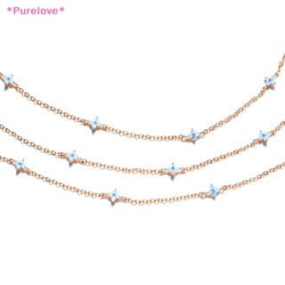 Purelove&gt; ใหม่ สร้อยคอ จี้ดอกไม้จิ๋ว สีฟ้า สีทอง น่ารัก เครื่องประดับ สําหรับผู้หญิง ของขวัญวันเกิด