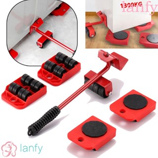 Lanfy ลูกกลิ้งยกเฟอร์นิเจอร์ พร้อมล้อเลื่อน สําหรับเคลื่อนย้าย 5 ชิ้น ต่อชุด