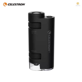 Celestron กล้องจุลทรรศน์ มีไฟ LED พลังงานสูง แบบพกพา ซูมได้ 60X-120X หลายระดับ