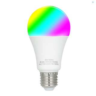 Hgt หลอดไฟอัจฉริยะ 9W Wi-Fi โหมดคู่ สีขาว และ RGB 16 ล้านสี E27 APP รีโมตคอนโทรล ฟังก์ชั่นตั้งเวลา หลอดไฟ LED หลากสี AC1