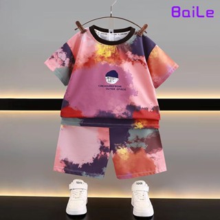 [Baile Little Forest] ชุดเสื้อแขนสั้น กางเกงขาสั้น แฟชั่นฤดูร้อน สําหรับเด็กผู้ชาย