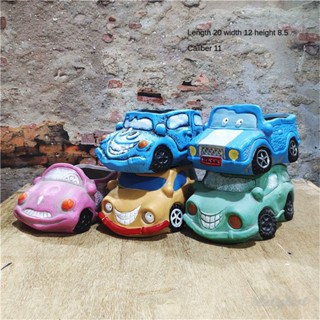 ღ Creative Retro Car Shape Succulent Plant Pot Cartoon Succulent Plant Flowerpot Desktop Flowerpot Micro Landscape Home Garden Decor