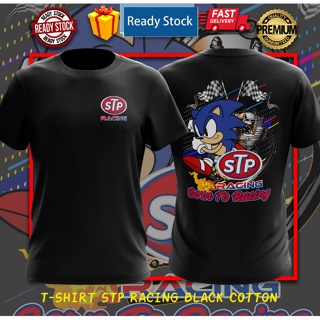 เสื้อยืด ผ้าฝ้าย STP RACING สีดํา 160 แกรม