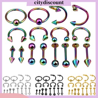 &lt;citydiscount&gt; จิวจมูก หู ปาก ท้อง คิ้ว ลิ้น ลิ้น แหวน เจาะ เครื่องประดับ ของขวัญ 16 ชิ้น / ชุด