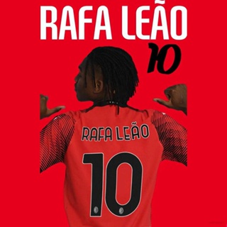 Qy 2023-2024 เสื้อยืดแขนสั้น พิมพ์ลายฟุตบอล AC Milan Home Rafael Leao No.10 พลัสไซซ์