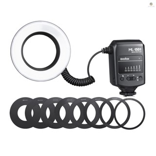 Godox ML-150II แหวนไฟแฟลชมาโครทั่วไป 11 ระดับ ปรับความสว่างได้ GN12 รีไซเคิลเร็ว พร้อมแหวนอะแดปเตอร์ 8 ชิ้น แบบเปลี่ยน สําหรับกล้อง DSLR