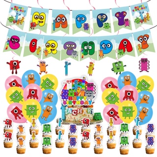 Kira Numberblocks ธีมเด็ก วันเกิด ปาร์ตี้ ตกแต่ง แบนเนอร์ เค้ก ท็อปเปอร์ ชุดอุปกรณ์ลูกโป่ง