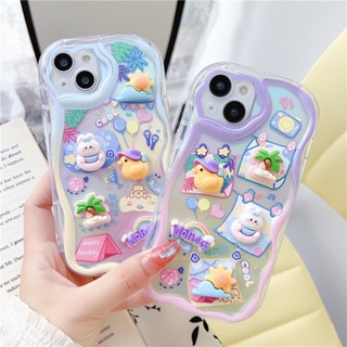 เคสโทรศัพท์มือถือ ซิลิโคนนิ่ม ปิดด้านหลัง ลายการ์ตูนเป็ด กระต่าย 3D แฟชั่น สําหรับ iPhone14 Pro Max 13 12 11