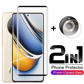 2in1 ฟิล์มกระจกนิรภัยกันรอยหน้าจอ แบบโค้ง สําหรับ realme 11 pro Plus 11pro+ realmi 5G 2023